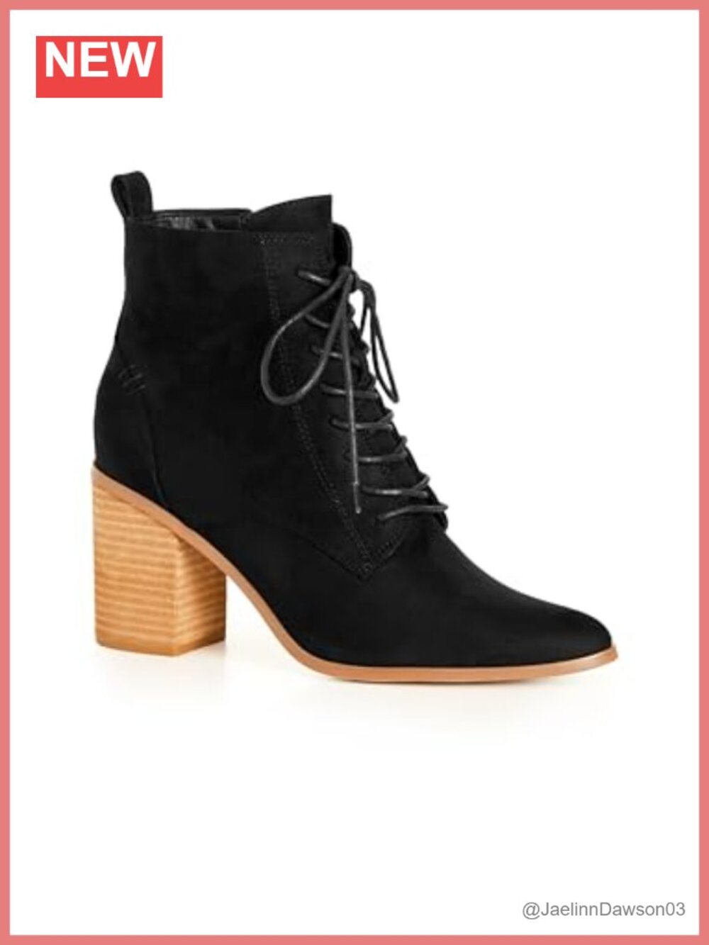 City Chic Women's Faux Suede Ankle Boots - Lace-Up Block Heel